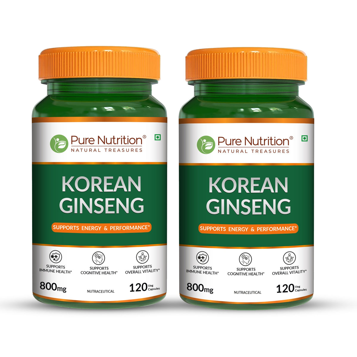 Korean Ginseng (Panax) Capsules 120 Count  Energy, Stamina & Brain Health