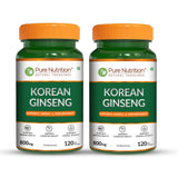 Korean Ginseng (Panax) Capsules 120 Count  Energy, Stamina & Brain Health