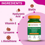 L-Glutathione Reduced+ | With Hyaluronic Acid, Vitamin E & Biotin | 60 Veg Tablets