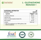 L-Glutathione Reduced+ | With Hyaluronic Acid, Vitamin E & Biotin | 60 Veg Tablets