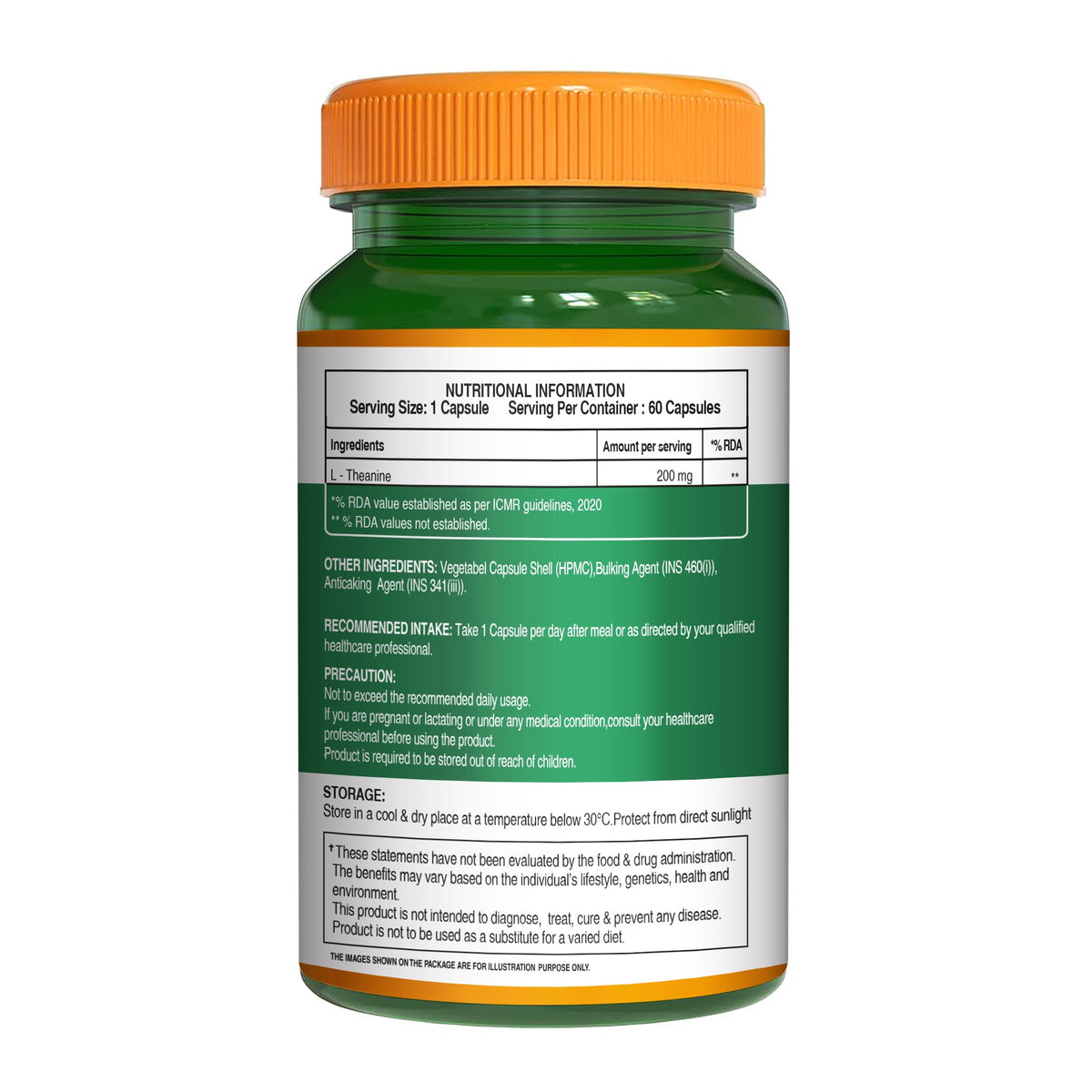 L-Theanine Capsules 200mg – Calm Focus, Stress Relief & Relaxation | 60 Capsules