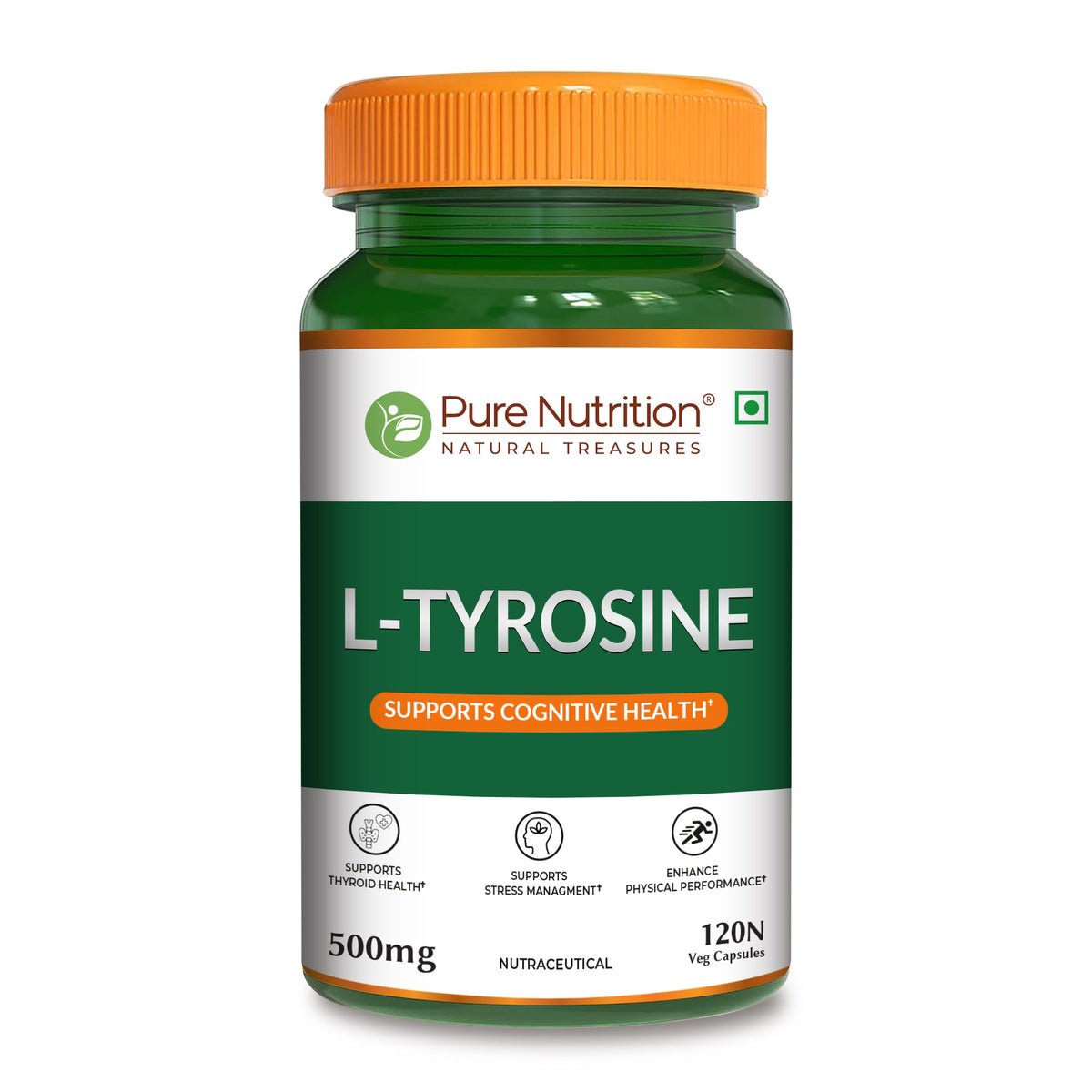 L-Tyrosine 500mg | Amino Acid Supplement for Focus, Mood & Stress Support | 120 Tablets - Nutrition by Pure Nutrition
