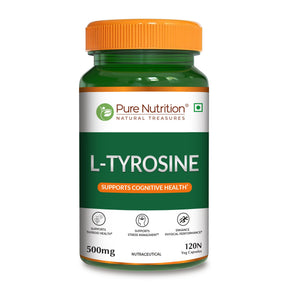L-Tyrosine 500mg | Amino Acid Supplement for Focus, Mood & Stress Support | 120 Tablets - Nutrition by Pure Nutrition