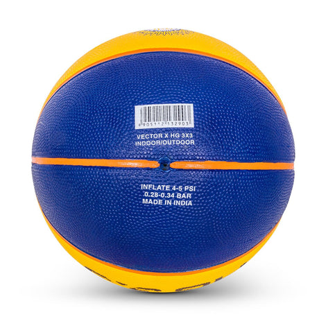 Vector X HG 3X3 Official Match Ball (Basketball Federation of India) Specialized Reinforced Rubber Basketball