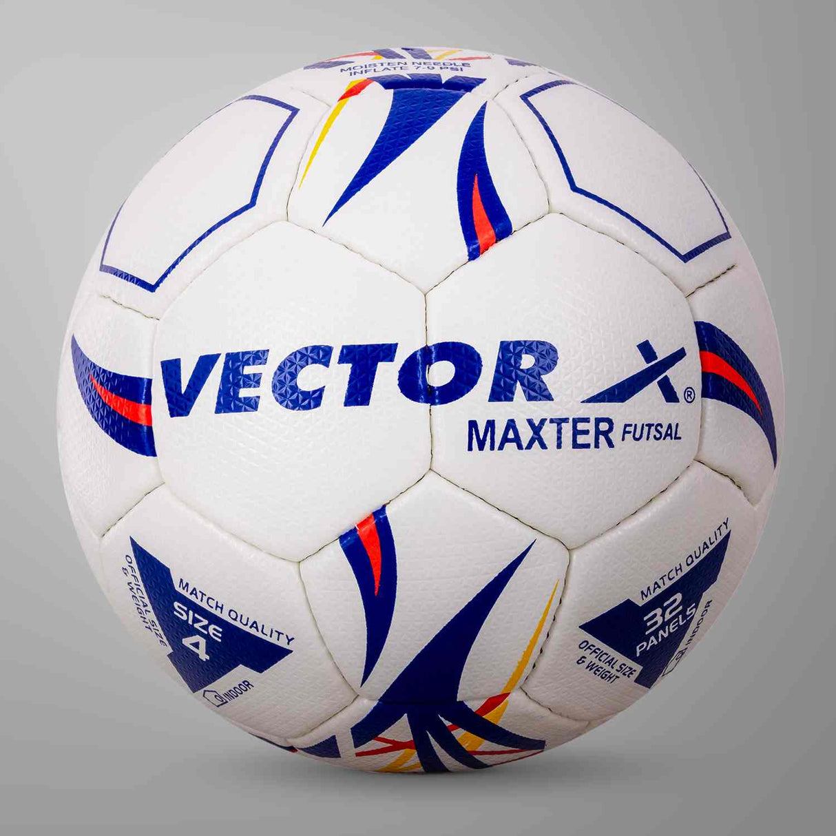 Vector X 32 Panel Maxter PU Hand Stitched Indoor/Outdoor Futsal Football with Low Bounce Bladder,Size 4, Suitable for Match and Training for Adut and Kids 10-14 Years
