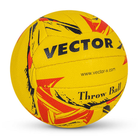 Vector X 18 Panels Rubberized High Grain Textured Surface Hand Stitched Throw Ball with Latex Bladder, Yellow-Red, Size 4, Suitable for Match and Training for Adut and Kids 10-14 Years