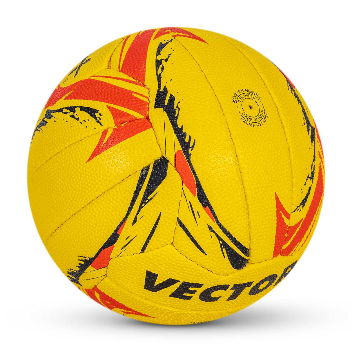 Vector X 18 Panels Rubberized High Grain Textured Surface Hand Stitched Throw Ball with Latex Bladder, Yellow-Red, Size 4, Suitable for Match and Training for Adut and Kids 10-14 Years