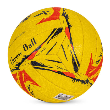 Vector X 18 Panels Rubberized High Grain Textured Surface Hand Stitched Throw Ball with Latex Bladder, Yellow-Red, Size 4, Suitable for Match and Training for Adut and Kids 10-14 Years