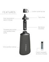 LIFESTRAW Peak Series Collapsible Squeeze 650ml Bottle With Filter - Dark Mountain Grey