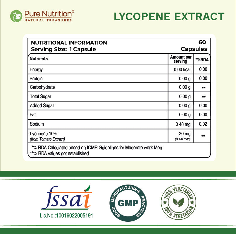 Lycopene Extract 3000 mcg  Skin, Hair, Eye & Antioxidant Support | 60 Caps