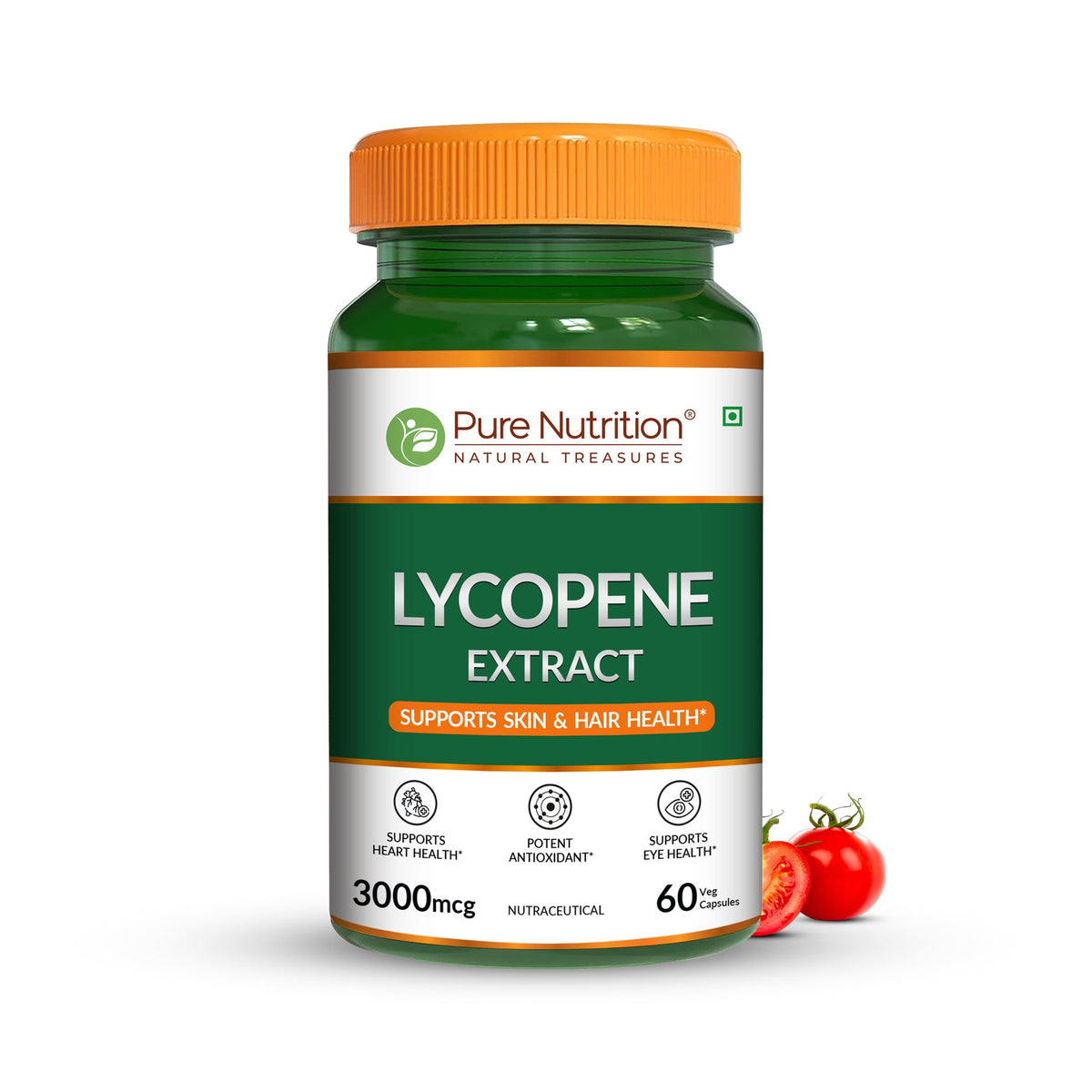 Lycopene Extract 3000 mcg  Skin, Hair, Eye & Antioxidant Support | 60 Caps - Nutrition by Pure Nutrition