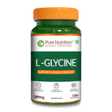 L-Glycine 500mg Veg Capsules  Muscle, Cognitive & Sleep Support | 120 Caps - Nutrition by Pure Nutrition