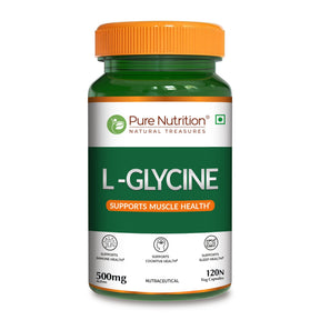 L-Glycine 500mg Veg Capsules  Muscle, Cognitive & Sleep Support | 120 Caps - Nutrition by Pure Nutrition