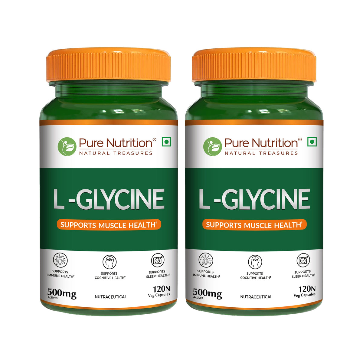 L-Glycine 500mg Veg Capsules  Muscle, Cognitive & Sleep Support | 120 Caps