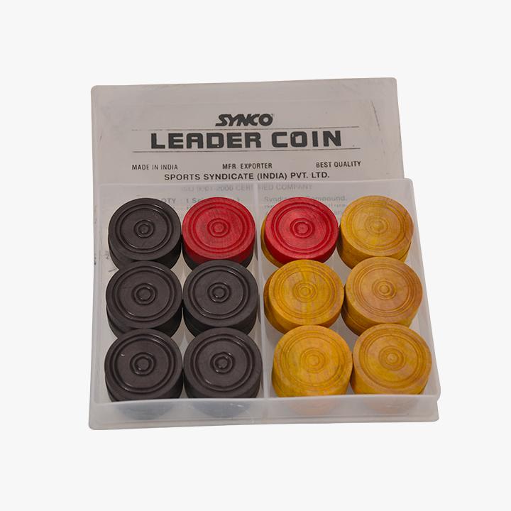Synco Leader carrom coins 9mm with PVC box