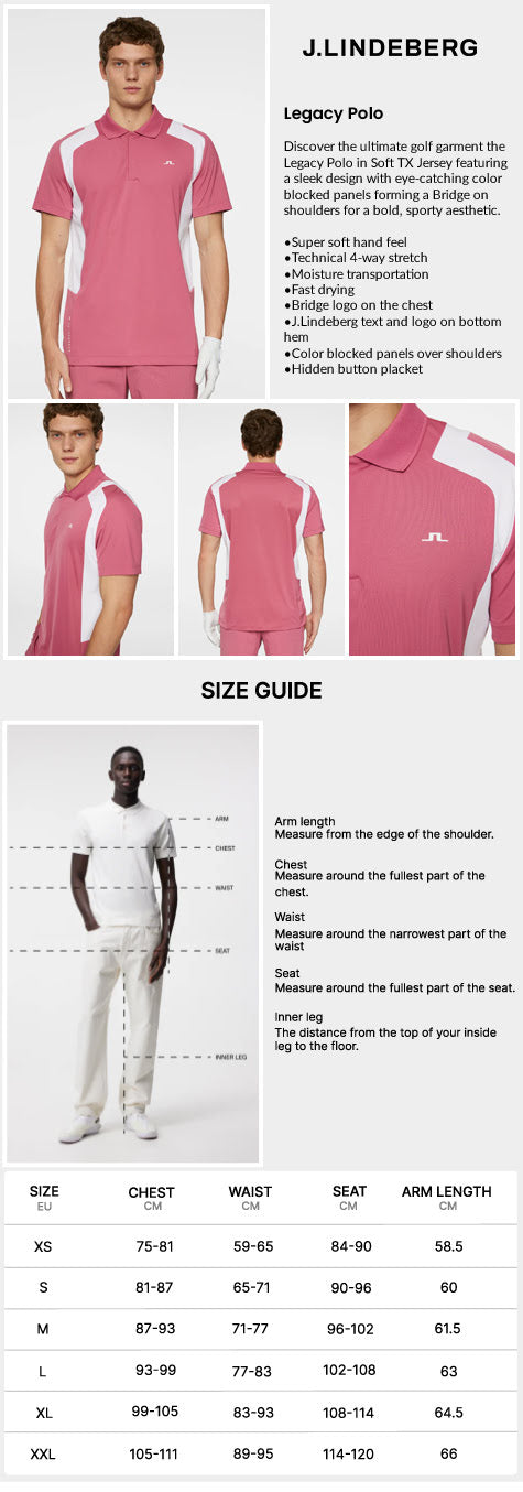 J Lindeberg Men’s Legacy Golf Polo - Rose Wine