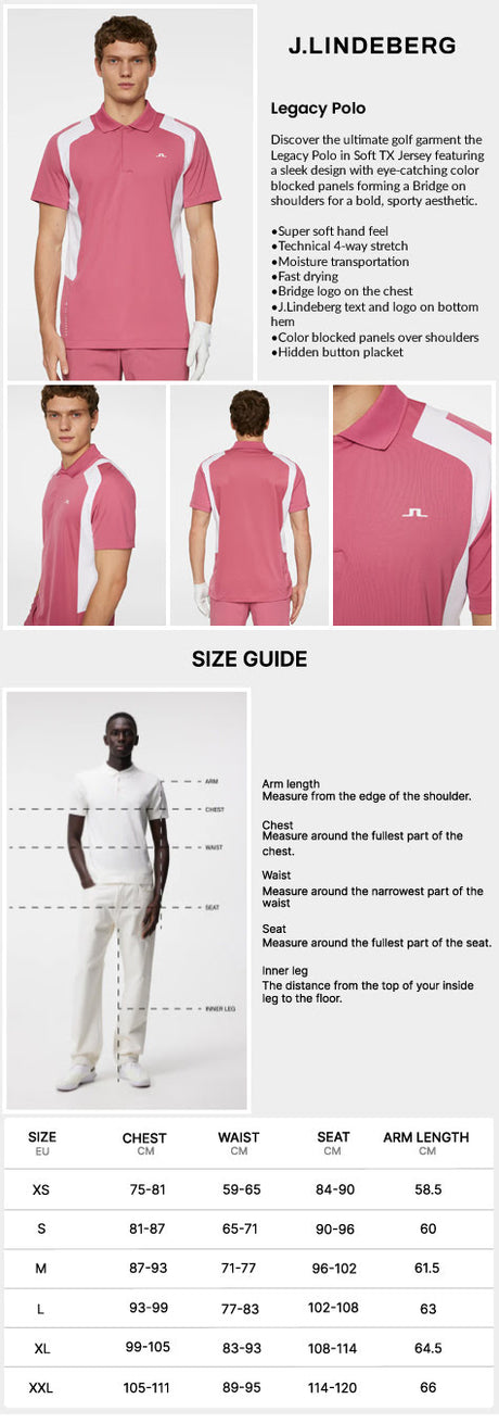 J Lindeberg Men’s Legacy Golf Polo - Rose Wine