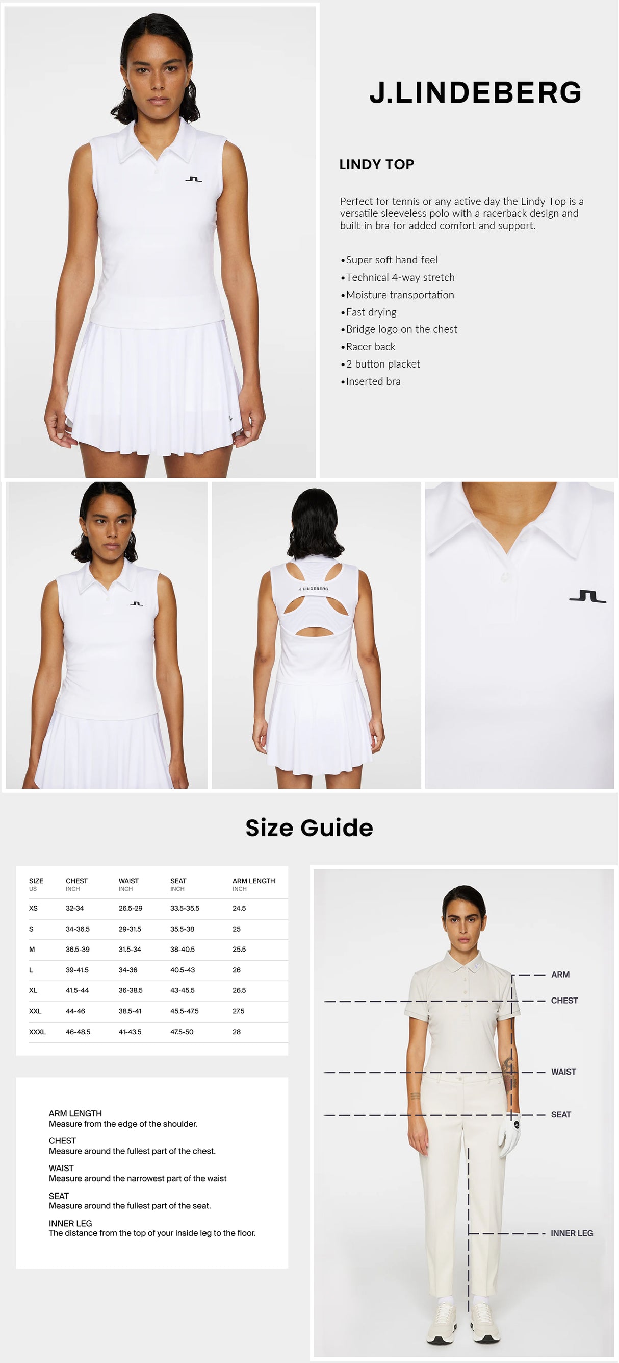 J Lindeberg Women's Lindy Top - White