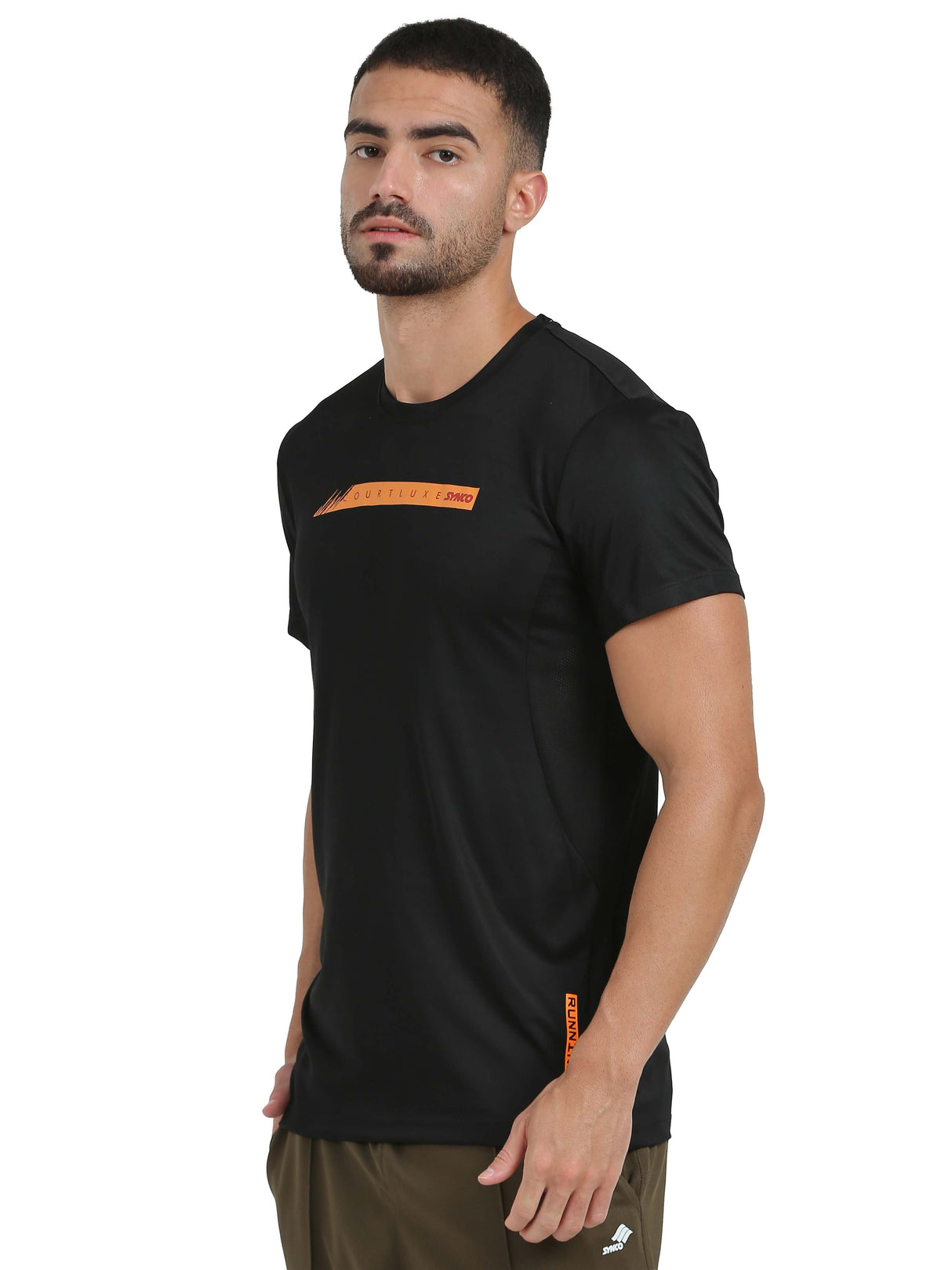 Synco Luxe Performance Sports Tshirt for Men(Black)