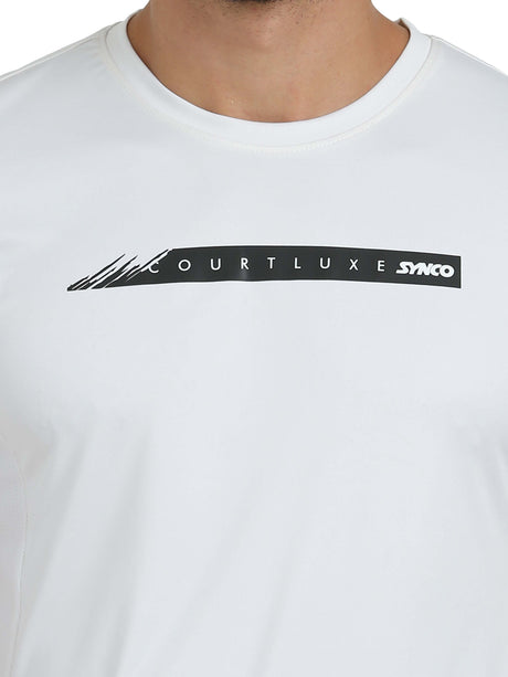 Synco Luxe Performance Sports T-shirt for Men(White)