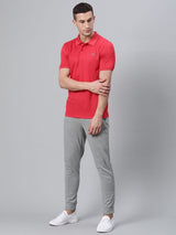 ALCIS Men Solid Red Polo T-Shirt