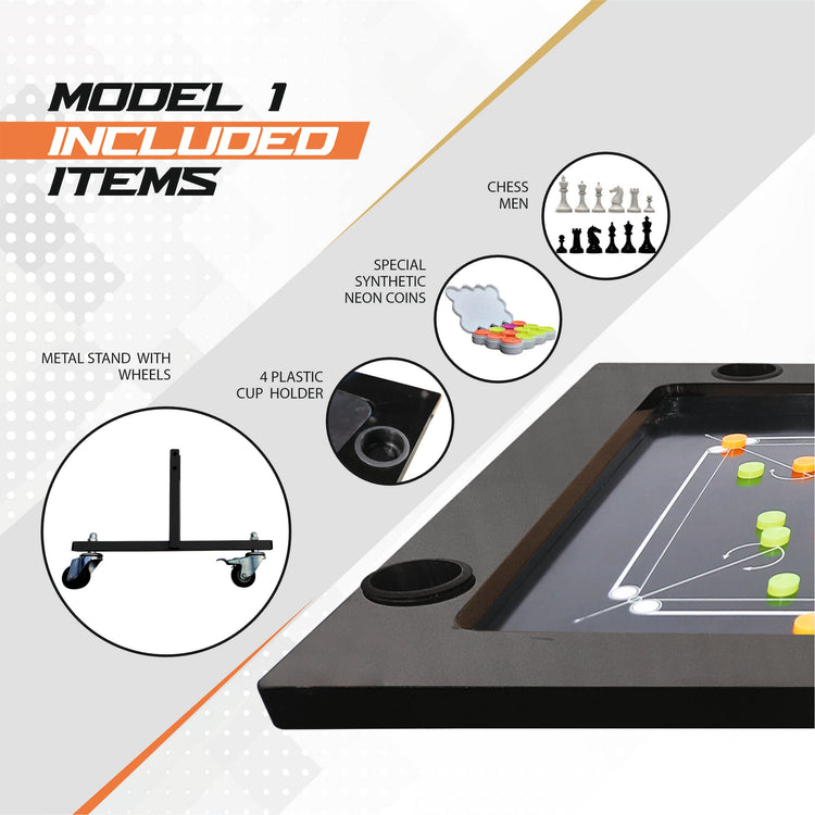 STAG GLOBAL FLEX 3-in-1 Multi-Game Table – Chess, Cards & Carrom – Foldable & Sturdy Design for Home, Clubs & Offices