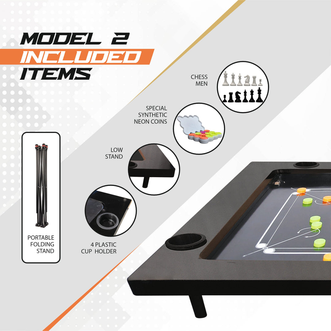 STAG GLOBAL FLEX 3-in-1 Multi-Game Table – Chess, Cards & Carrom – Foldable & Sturdy Design for Home, Clubs & Offices