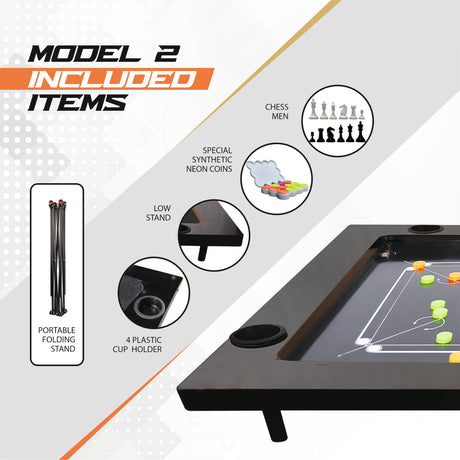 STAG GLOBAL FLEX 3-in-1 Multi-Game Table – Chess, Cards & Carrom – Foldable & Sturdy Design for Home, Clubs & Offices