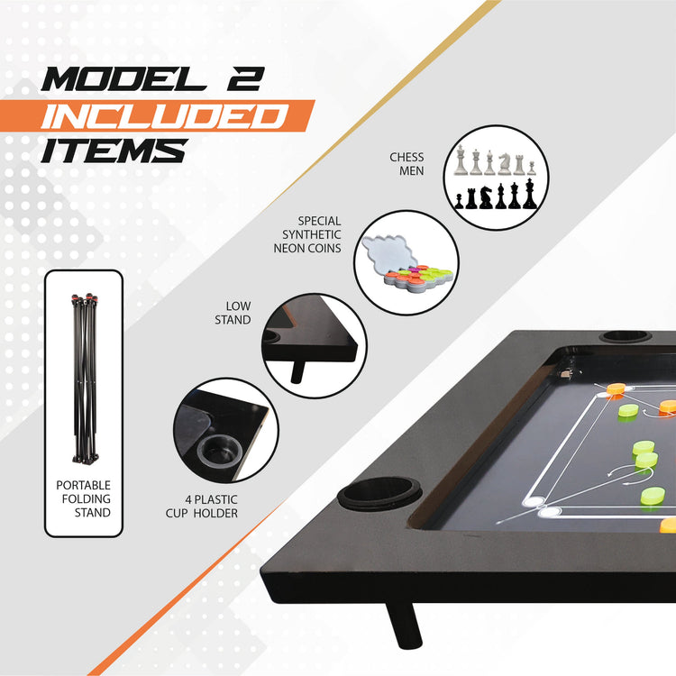 STAG GLOBAL FLEX 3-in-1 Multi-Game Table – Chess, Cards & Carrom – Foldable & Sturdy Design for Home, Clubs & Offices