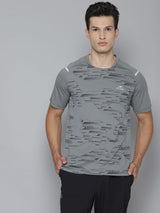 Alcis Men Self Design Grey Tshirts