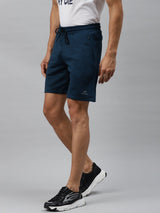 Alcis Men Navy Blue Black Printed Slim Fit Sports Shorts