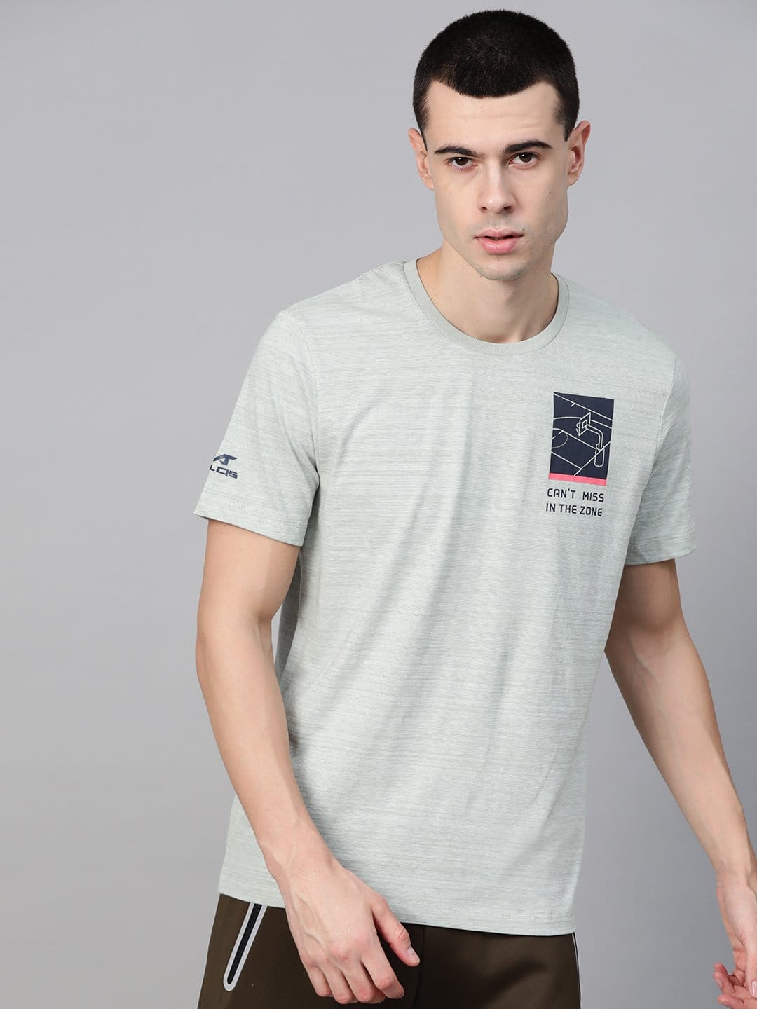 Alcis Men Green Solid Round Neck Running T-shirt