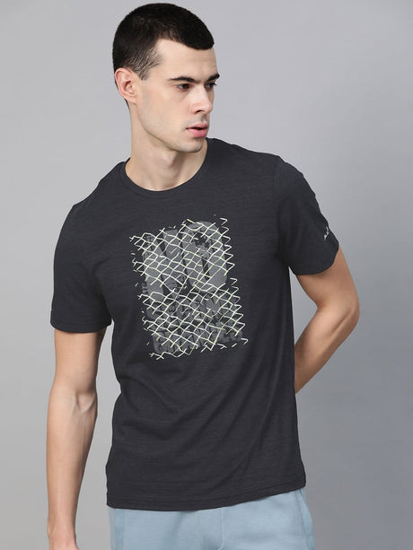 Alcis Men Black Solid Round Neck Running T-shirt | Alcis