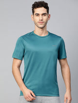 Alcis Men Teal Blue Anti-Viral Round Neck Training T-shirt
