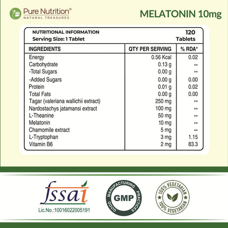 Melatonin 10mg Tablets  Sleep Cycle Support & Relaxation | 120 Tablets