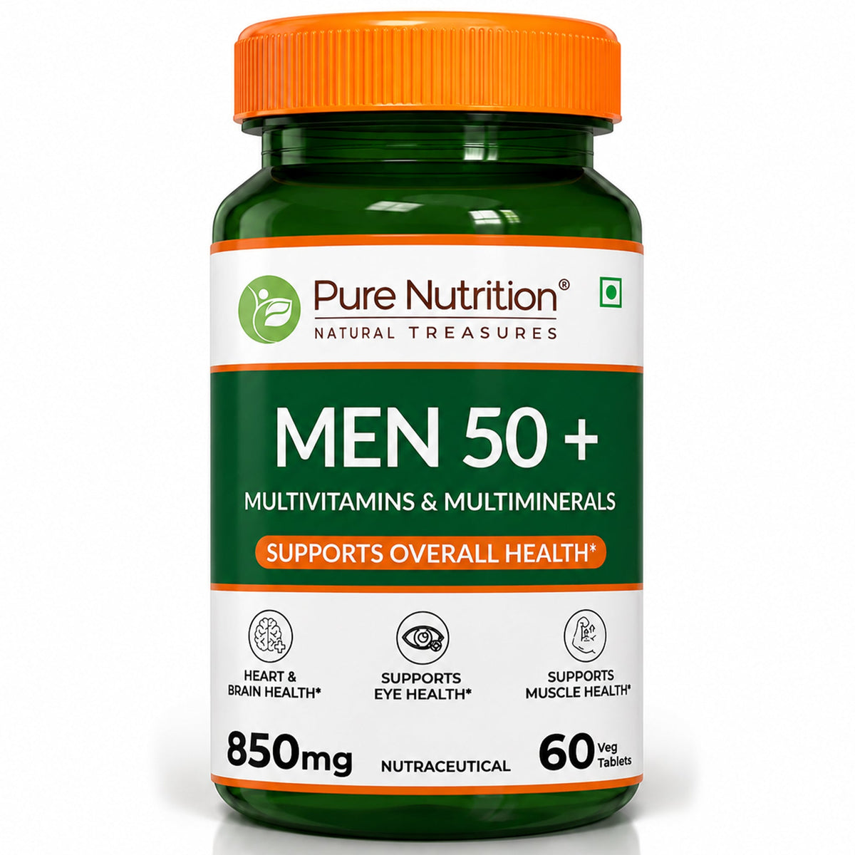 Men 50+ Multivitamins & Multiminerals 60 Veg Tablets | Senior Wellness - Nutrition by Pure Nutrition