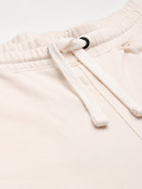 Alcis Men Off-White Solid Slim Fit Joggers with Printed Detail