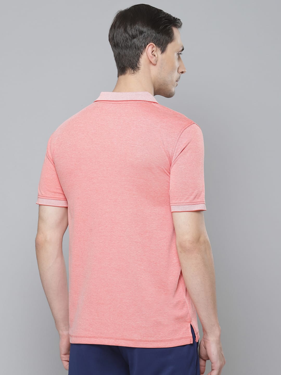 Alcis Men Peach-Coloured Solid Polo Collar T-shirt