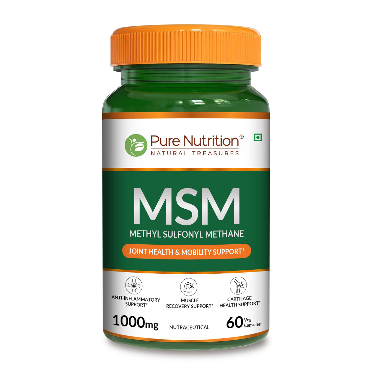 MSM 1000 mg | Methyl Sulfonyl Methane Capsules | Joint & Mobility Support | 60 Tablets - Nutrition by Pure Nutrition