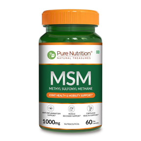 MSM 1000 mg | Methyl Sulfonyl Methane Capsules | Joint & Mobility Support | 60 Tablets - Nutrition by Pure Nutrition