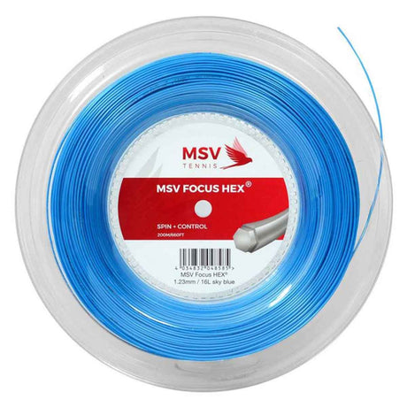 MSV Focus-HEX Tennis Reel (200m) 1.23MM/16L Sky Blue | Noah Sports