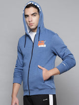Alcis Men Blue Typography Cotton Sporty Jacket