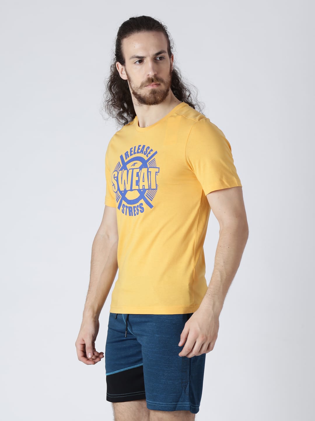 Alcis Mens Printed Sweat Yellow T-Shirt-S-Yellow