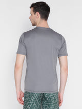 Alcis Men Charcoal Grey Solid Slim Fit Round Neck Wonder T-shirt