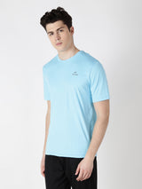 Alcis Men Blue Solid Round Neck Wonder T-shirt
