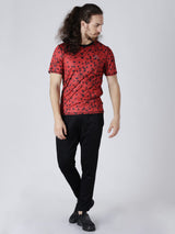 Alcis Men Pack Of Two Red Printed Round Neck Slim Fit T-shirt