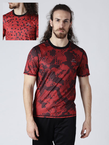 Alcis Men Pack Of Two Red Printed Round Neck Slim Fit T-shirt | Alcis
