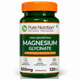 Magnesium Glycinate 550mg – High Absorption | Sleep, Stress & Muscle Health | 60Tablets| 120 Tablets