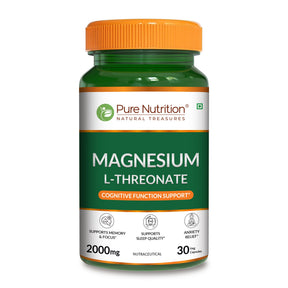 Magnesium L-Threonate  Brain, Memory & Focus Support | 30 Veg Capsules - Nutrition by Pure Nutrition