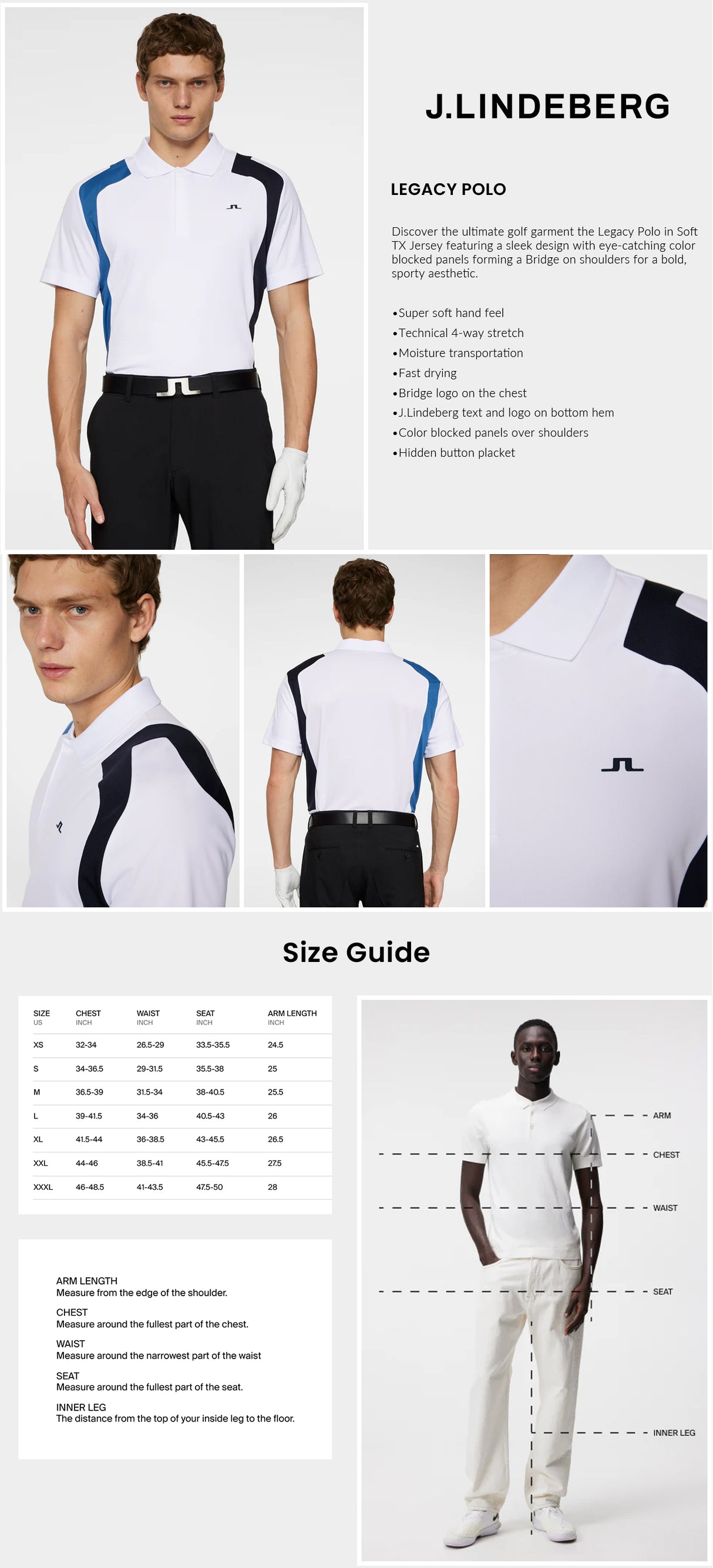 J Lindeberg Men’s Legacy Golf Polo - White